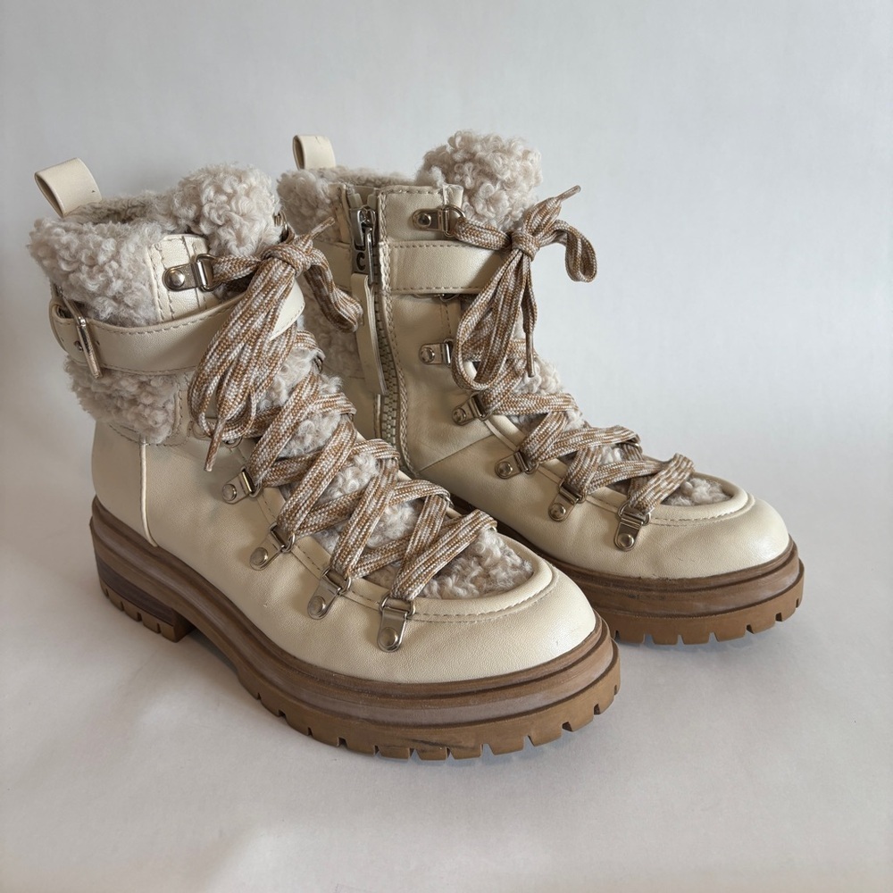 Circus NY by Sam‎ Edelman womens cream Gretchen Faux Fur Winter Boots size 7.5